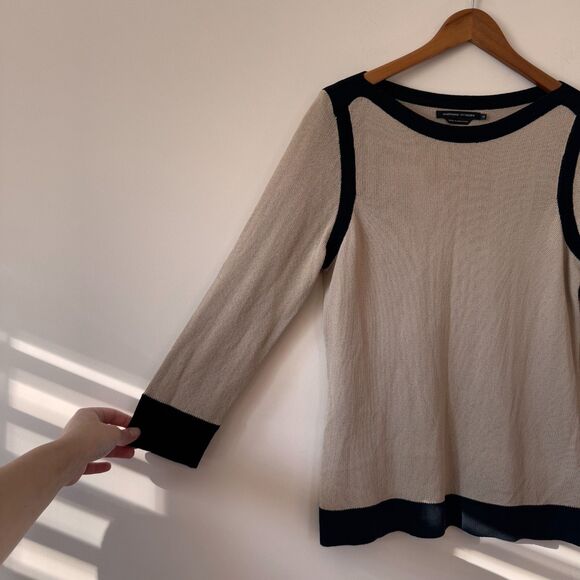 Adrienne Vittadini Black and Beige Knit Sweater Size Medium - Picture 2 of 9